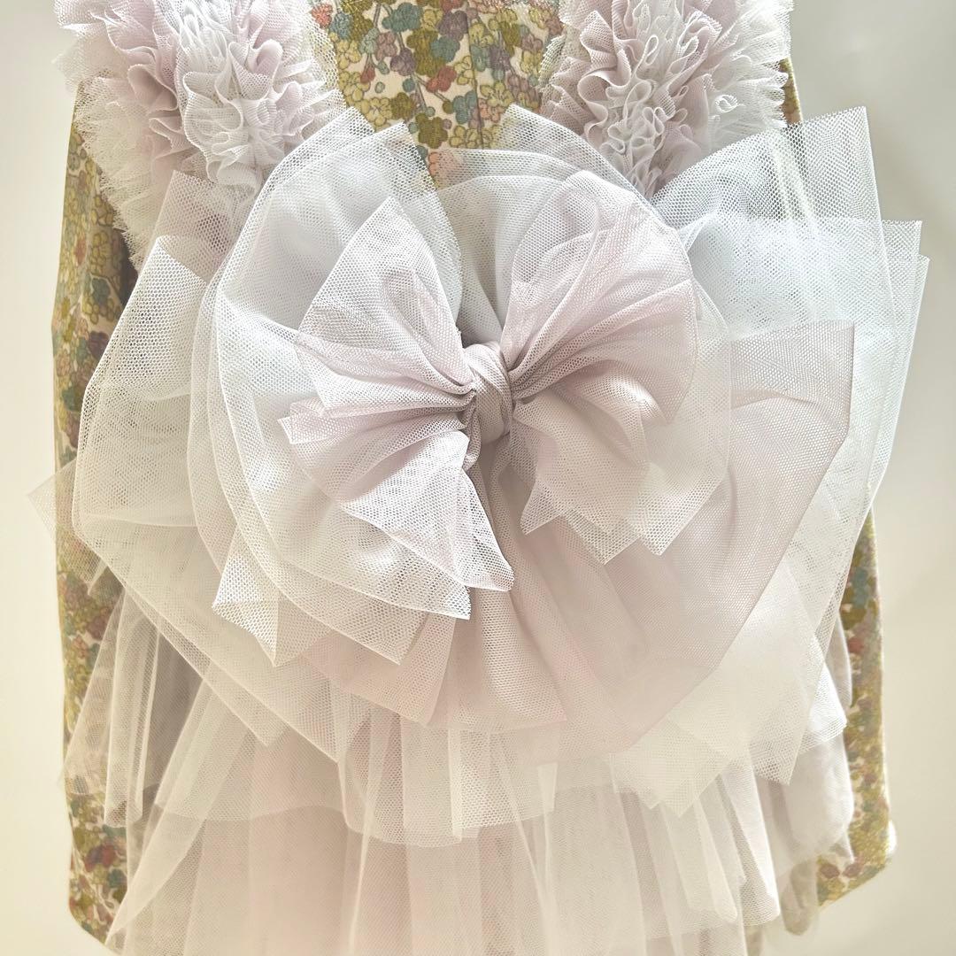 michan様　被布エプロン【ラベンダーフリル】チュール被布　被布ドレス　七五三
