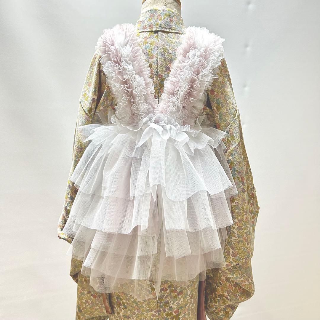 michan様　被布エプロン【ラベンダーフリル】チュール被布　被布ドレス　七五三