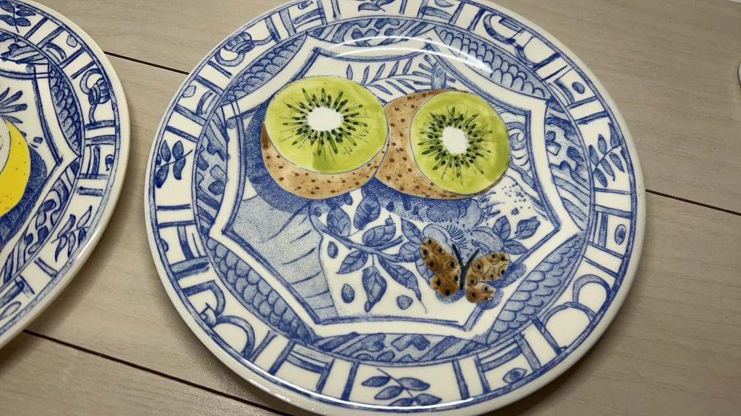 Gien Oiseau Blue 　ジアン　オワゾブルー　果物　皿　6枚セット