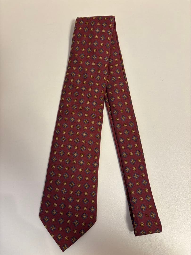 ほぼ新品 Seaward & Stearn 小紋タイ ボルドー