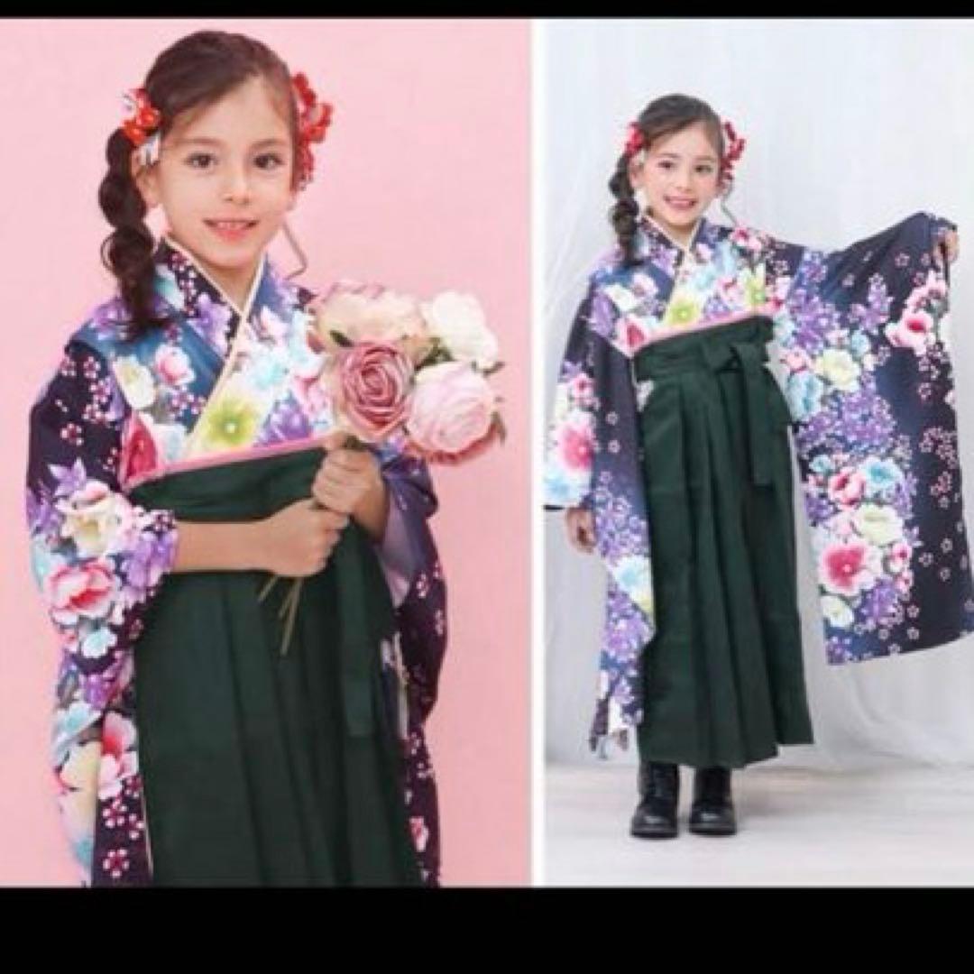 【ほぼ未使用】KYOETSU 袴セット 着付け簡単 藍紫の花絢爛 120cm