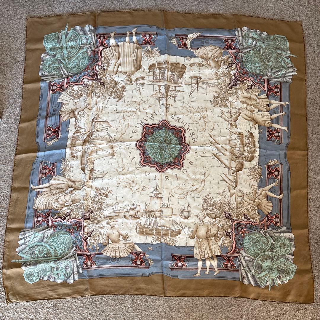 エルメス　カレ90 アズレージョ　大盤　シルク　スカーフ　AZVLEJOS