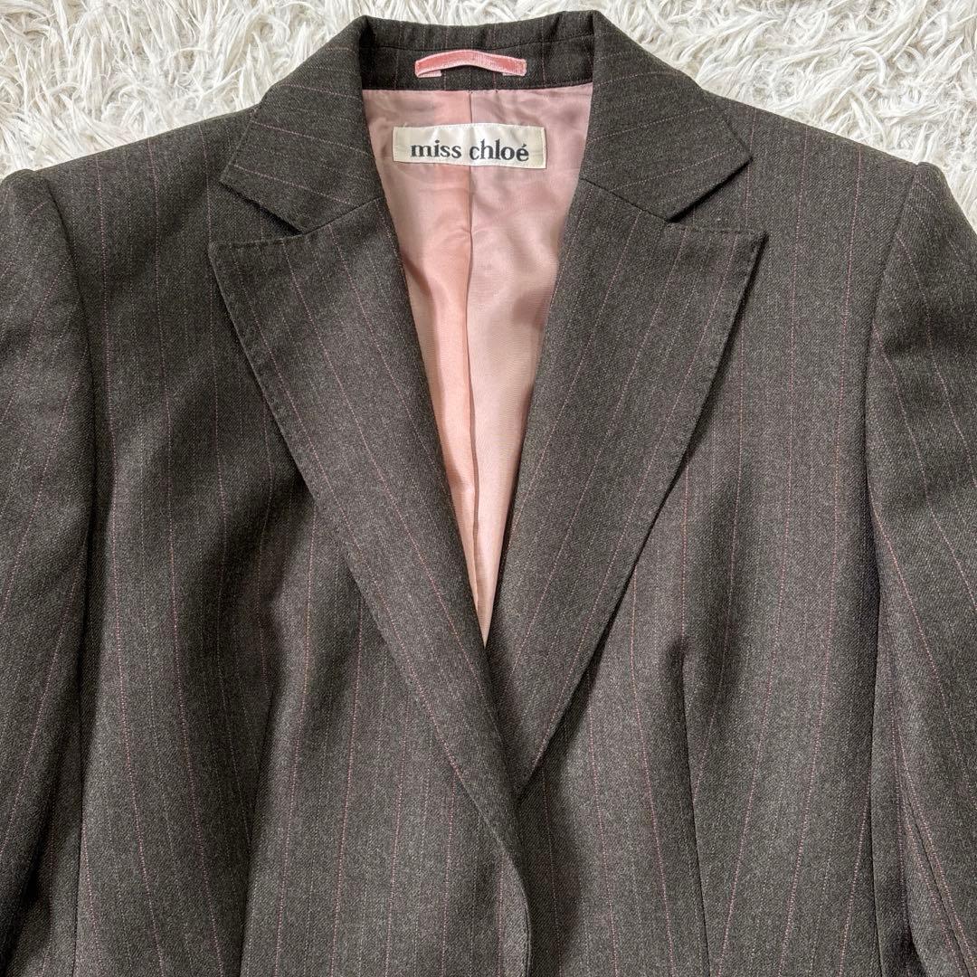 極美品☆【ミス　クロエ】ピンクストライプ　裏地　総裏地　パンツスーツ　40 L