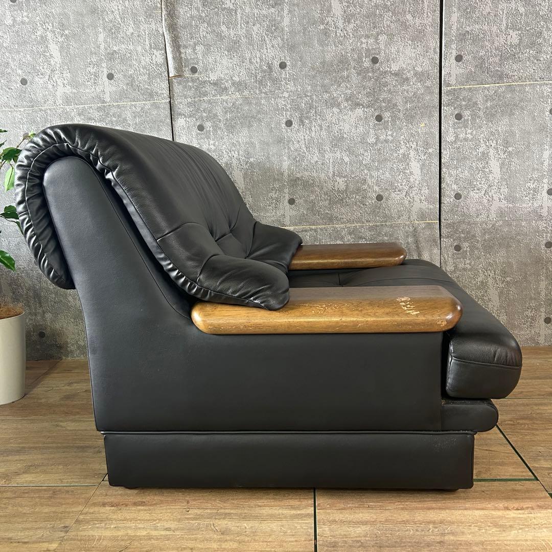 ꧁カリモク家具 karimoku꧂1人掛けレザーソファ×2脚 アーム リビング