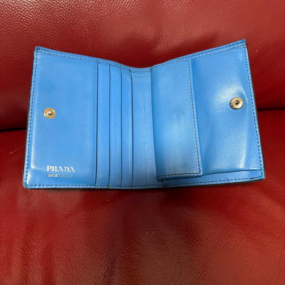 PRADA 二つ折り財布 青 黒