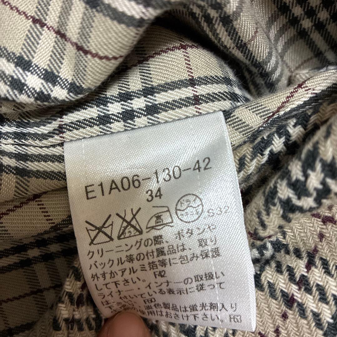 バーバリーブルーレーベル トレンチコートノバチェックベルトライナー付34Sハーフ
