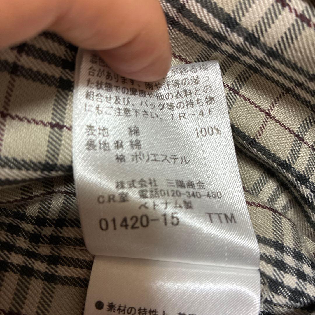 バーバリーブルーレーベル トレンチコートノバチェックベルトライナー付34Sハーフ