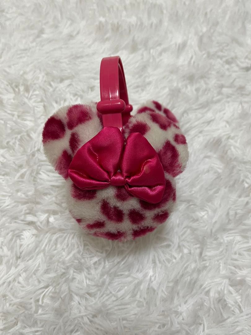 ミニーピンク白ヒョウ柄耳あて