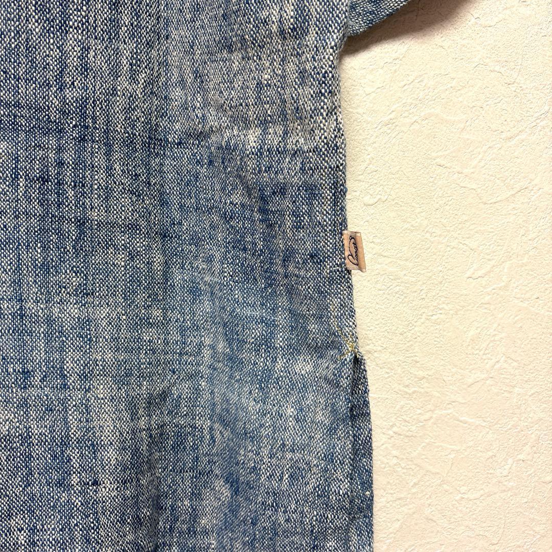 うさとの服　半袖　藍染　綿100% 手紡ぎ手織り草木染め　美品
