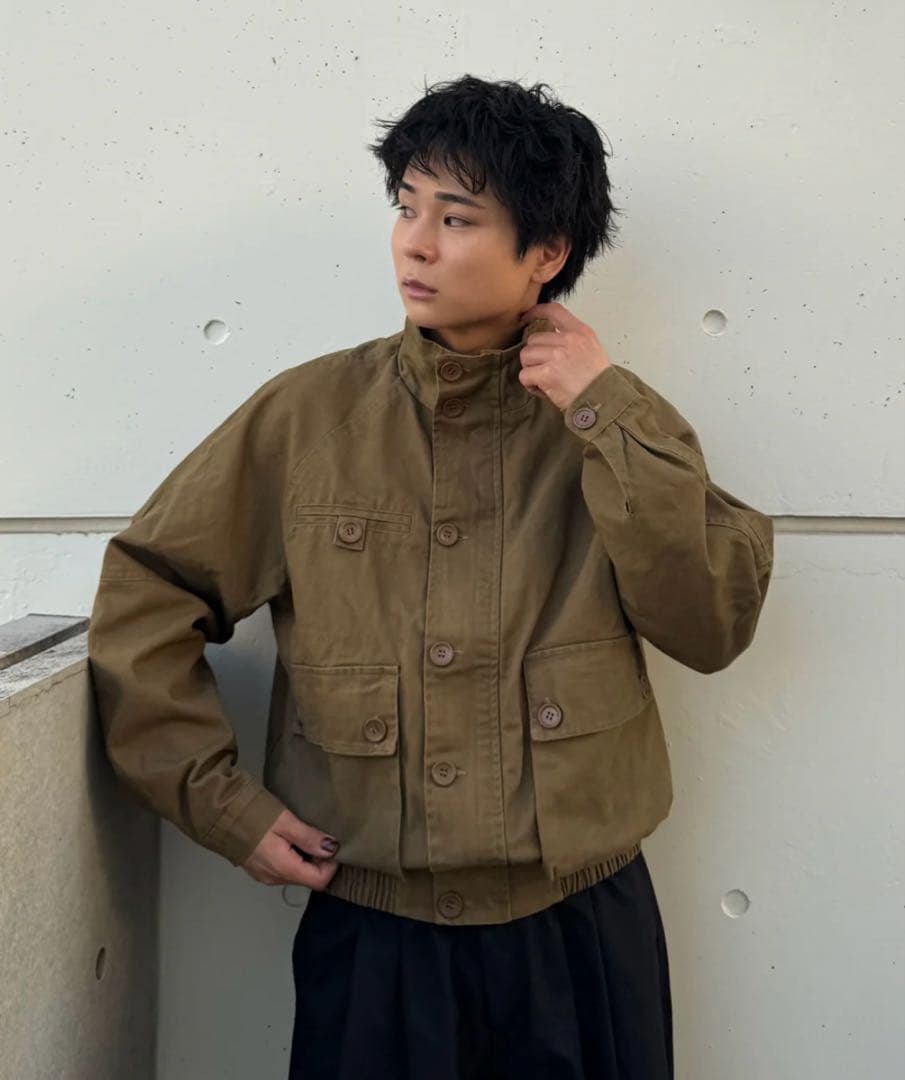 ユニセックススタンドネックショートブルゾン TO5012 ブラウンベージュ