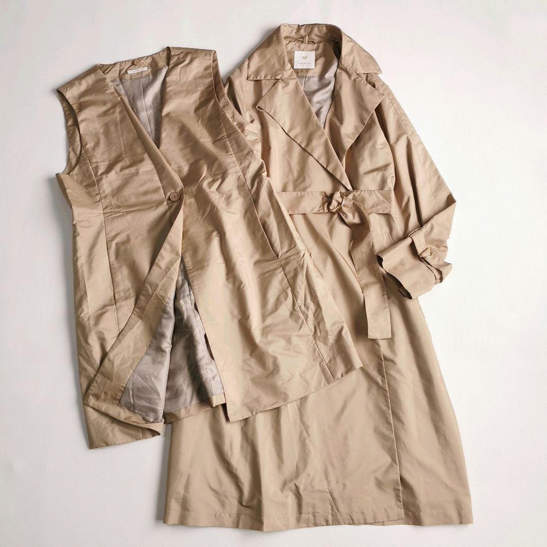 現行/完売品【美品✨】アマカ 3WAYコート ベルト 撥水 ベージュ 40