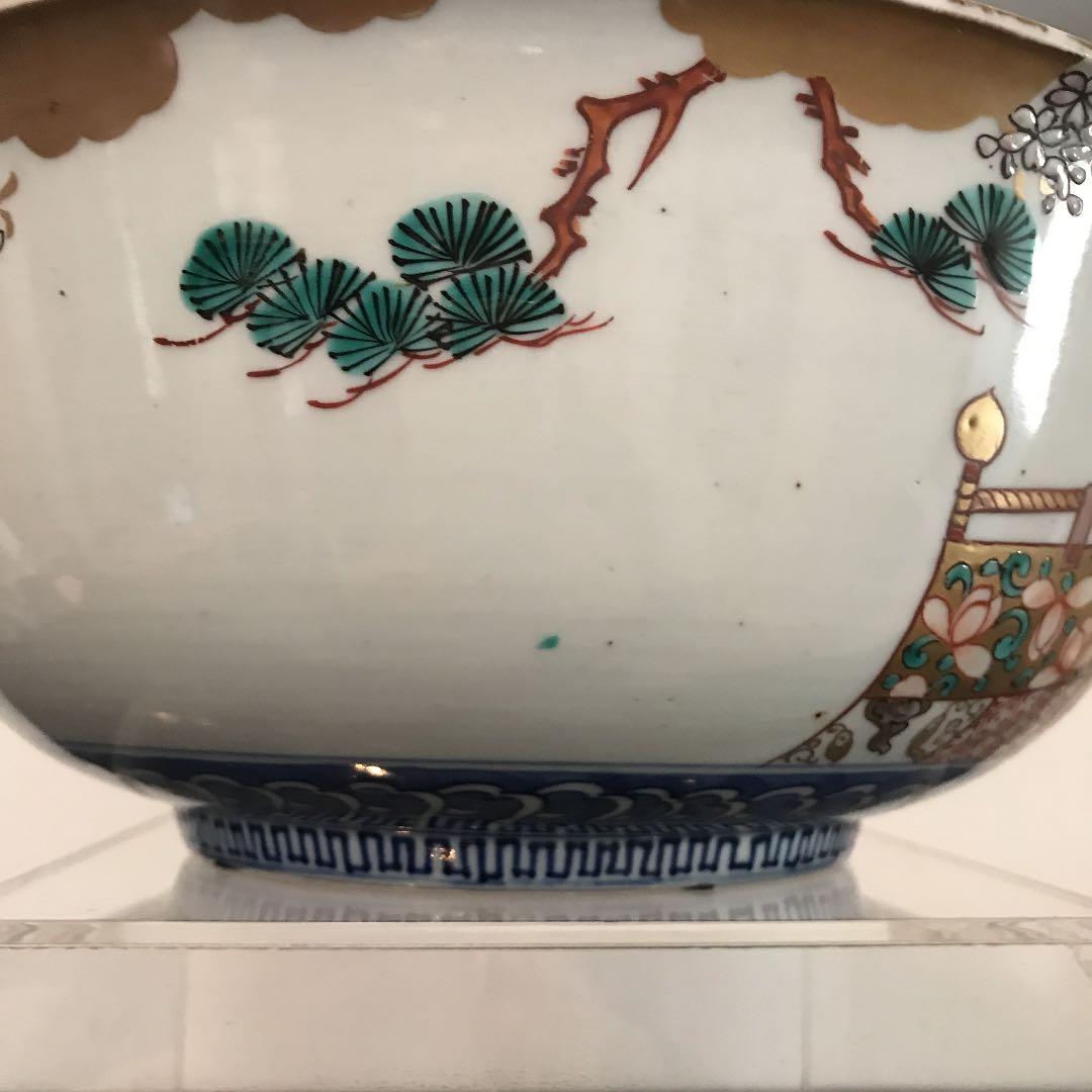 伊万里染錦幕図大鉢