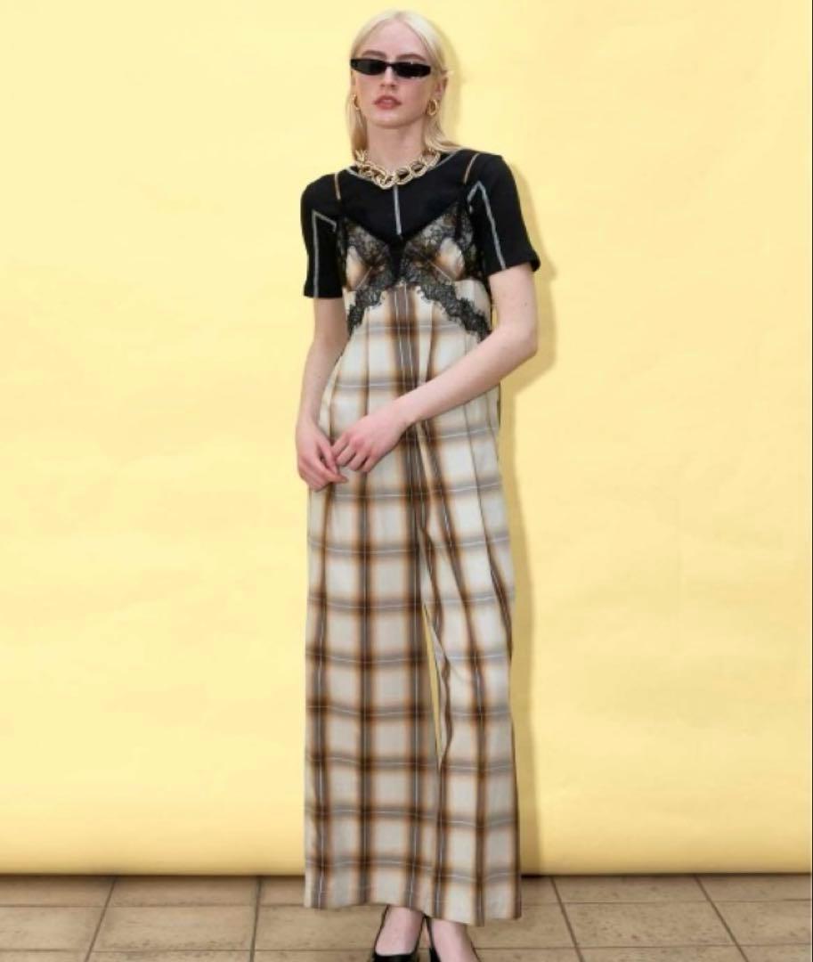 サロペット・オーバーオール・オールインワン Plaid Lace Camisole MAISON SPECIAL