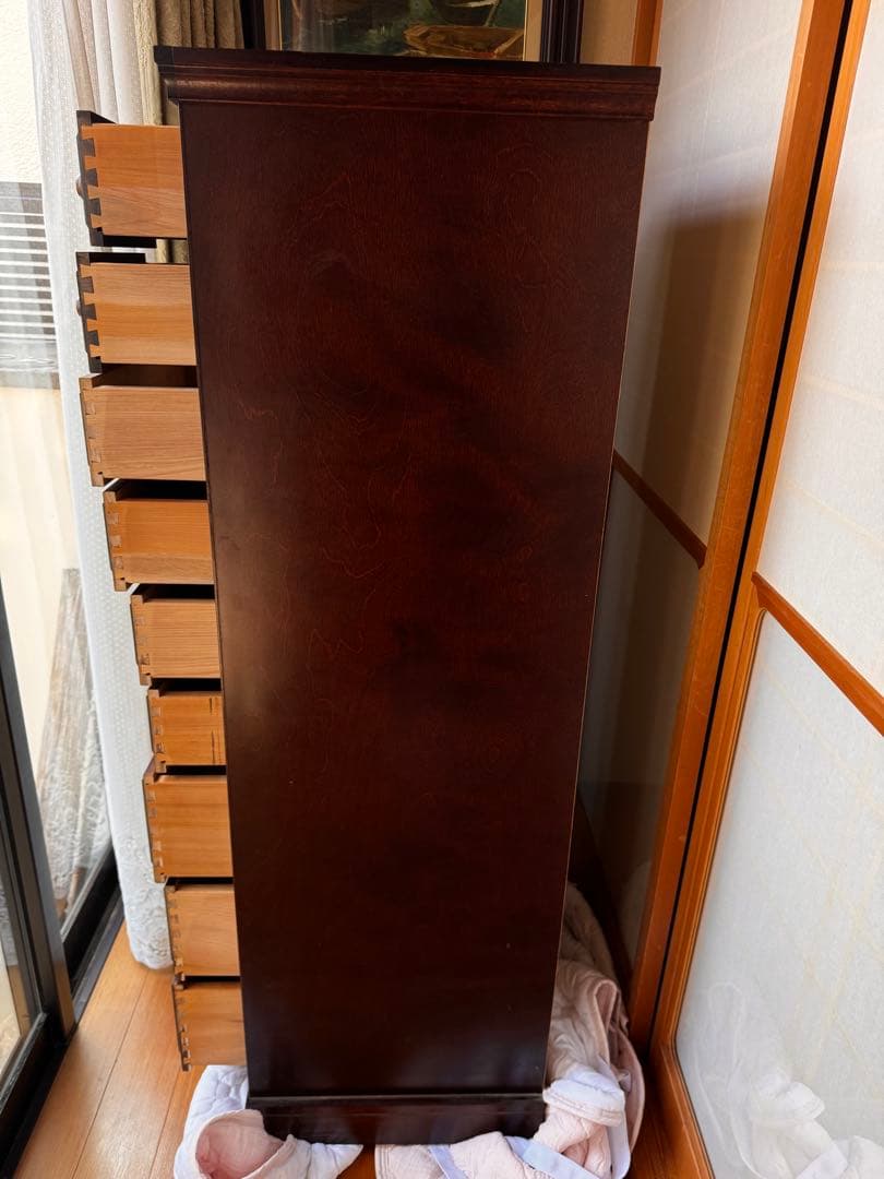 【送料込】民芸家具 9段チェスト ハイチェスト キャビネット 整理箪笥