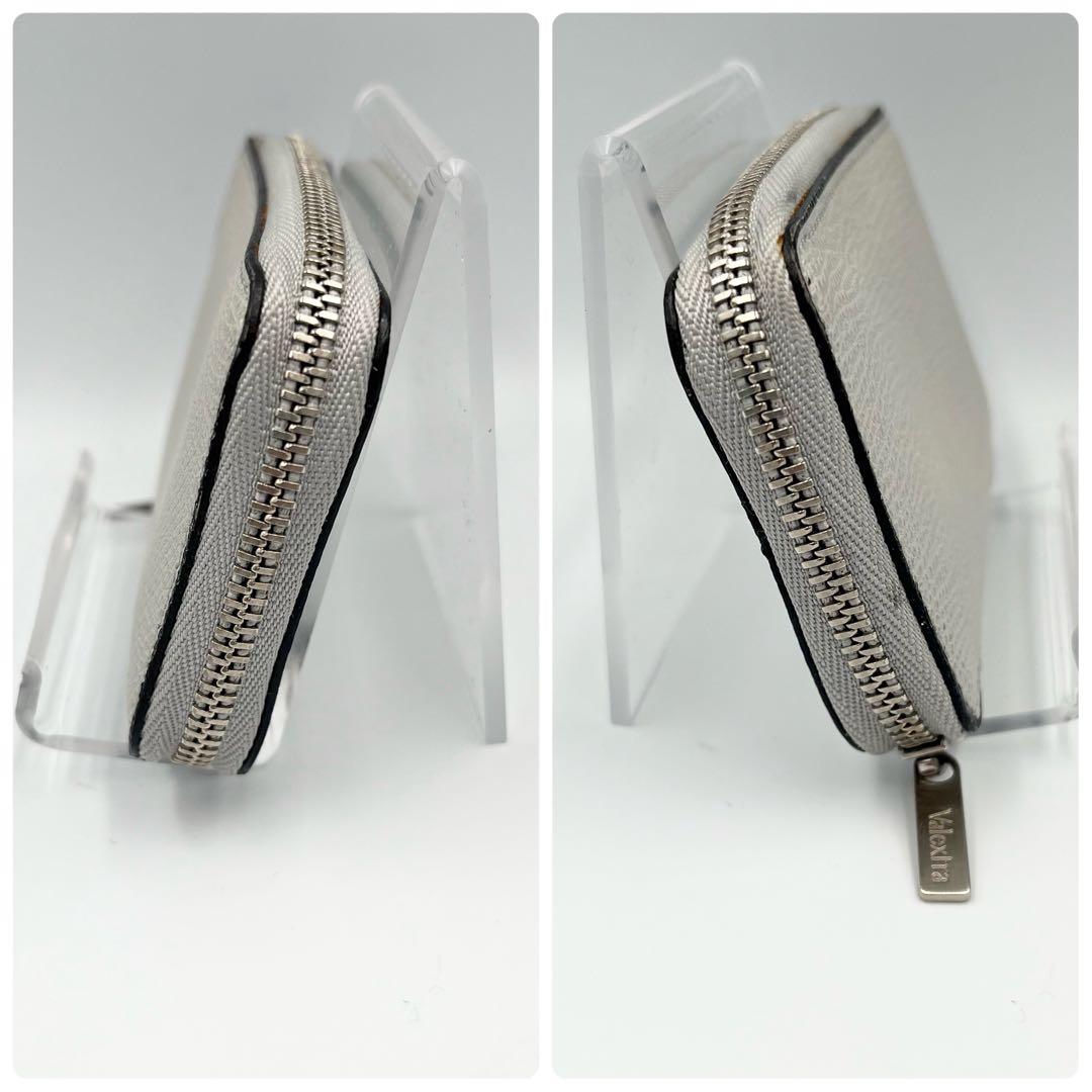 【美品】Valextra ラウンドジップ　ミニウォレット　ケース　グレー