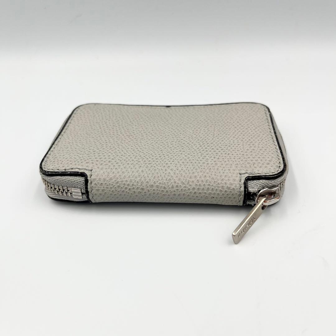【美品】Valextra ラウンドジップ　ミニウォレット　ケース　グレー