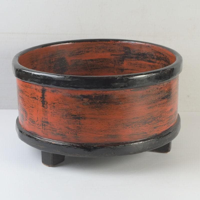 時代古民具　根来塗　三足桶　M　9839A