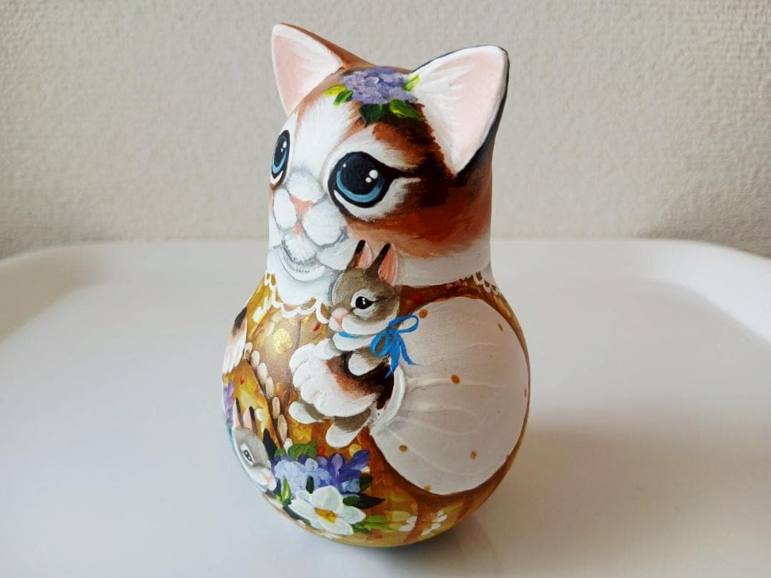 【CBT104】9cm級 北欧雑貨　ネコのおきあがりこぼし(大) スベトラーナ