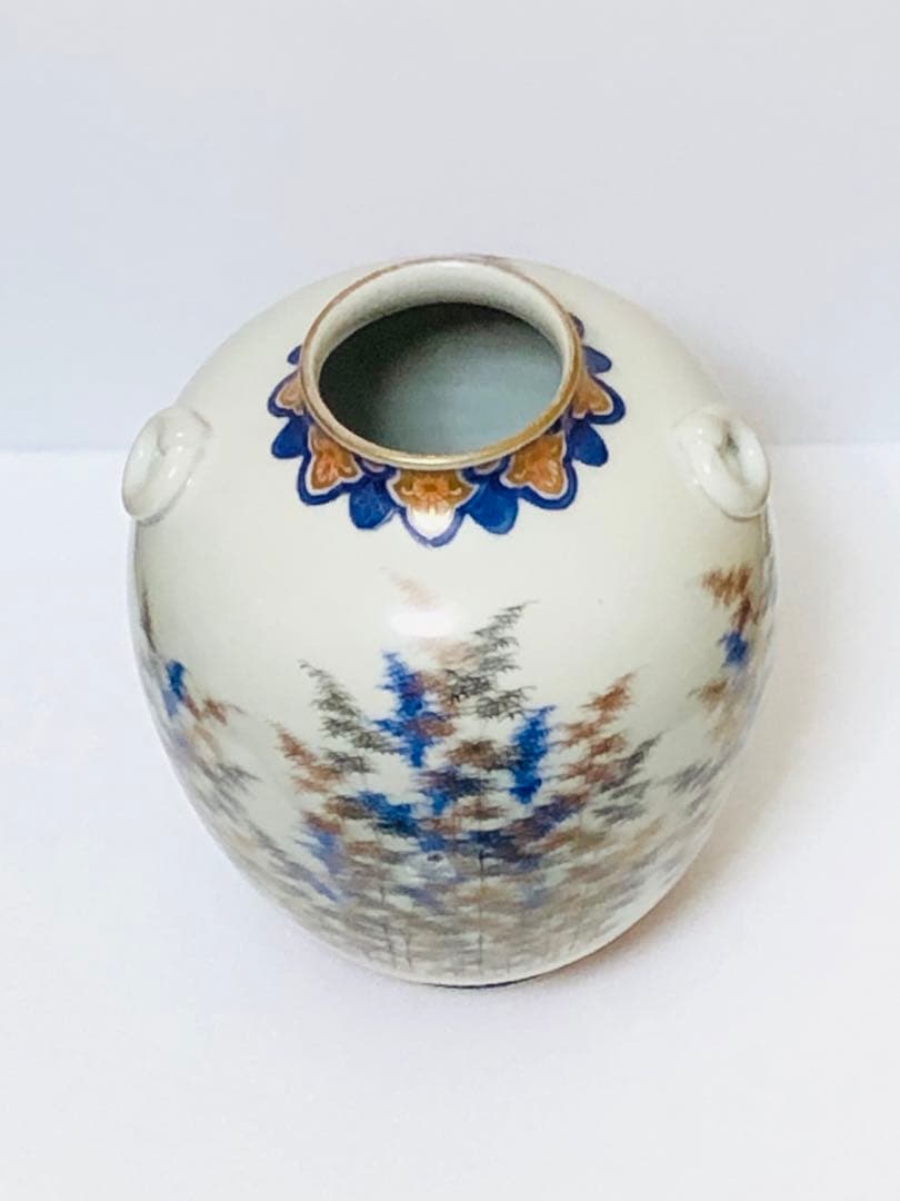 最終割引価格 明治 初期 有田焼 明治香蘭社 オールド香蘭社 色絵竹林文 花瓶