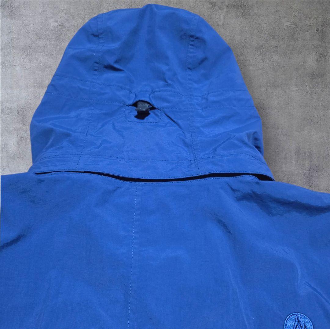 美品 テック系古着Marmotマウンテンパーカー現行ブルーネイビードローコードL