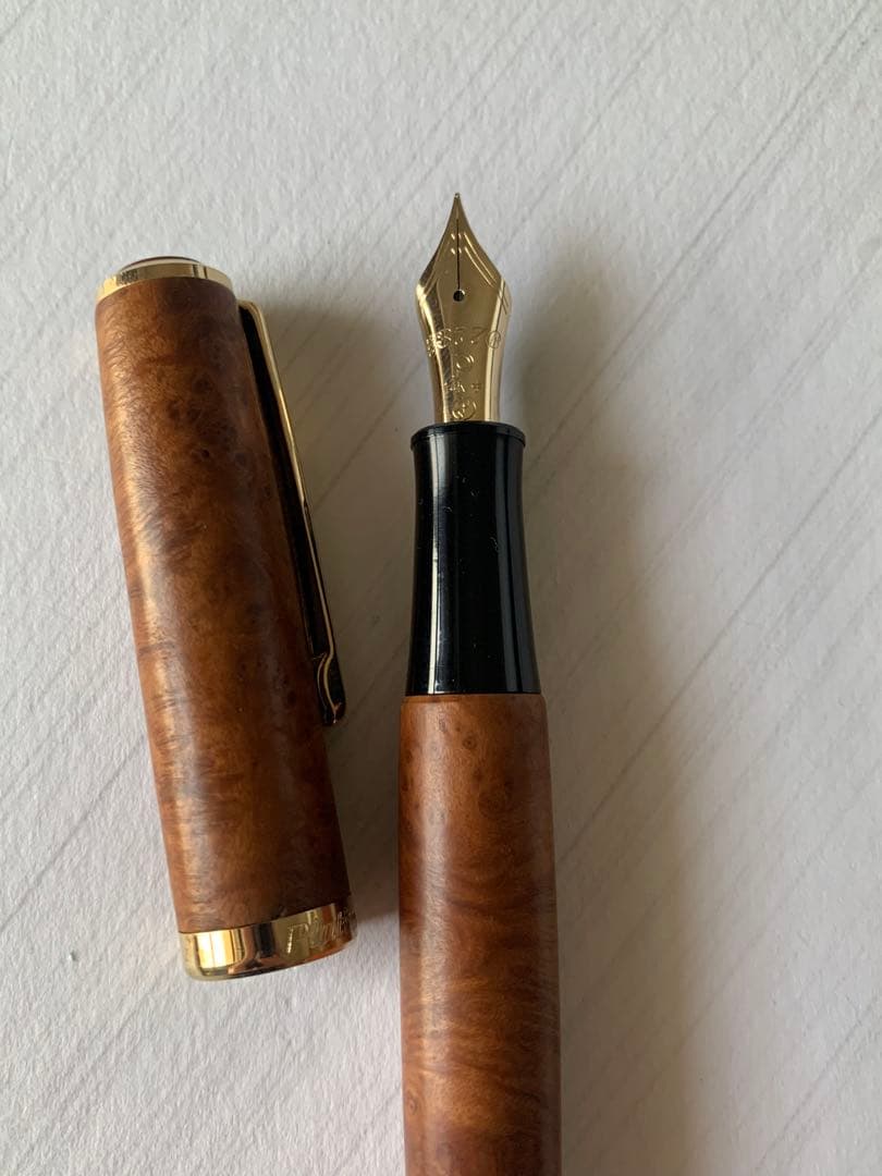 PLATINUM 万年筆 木軸 14Kペン先