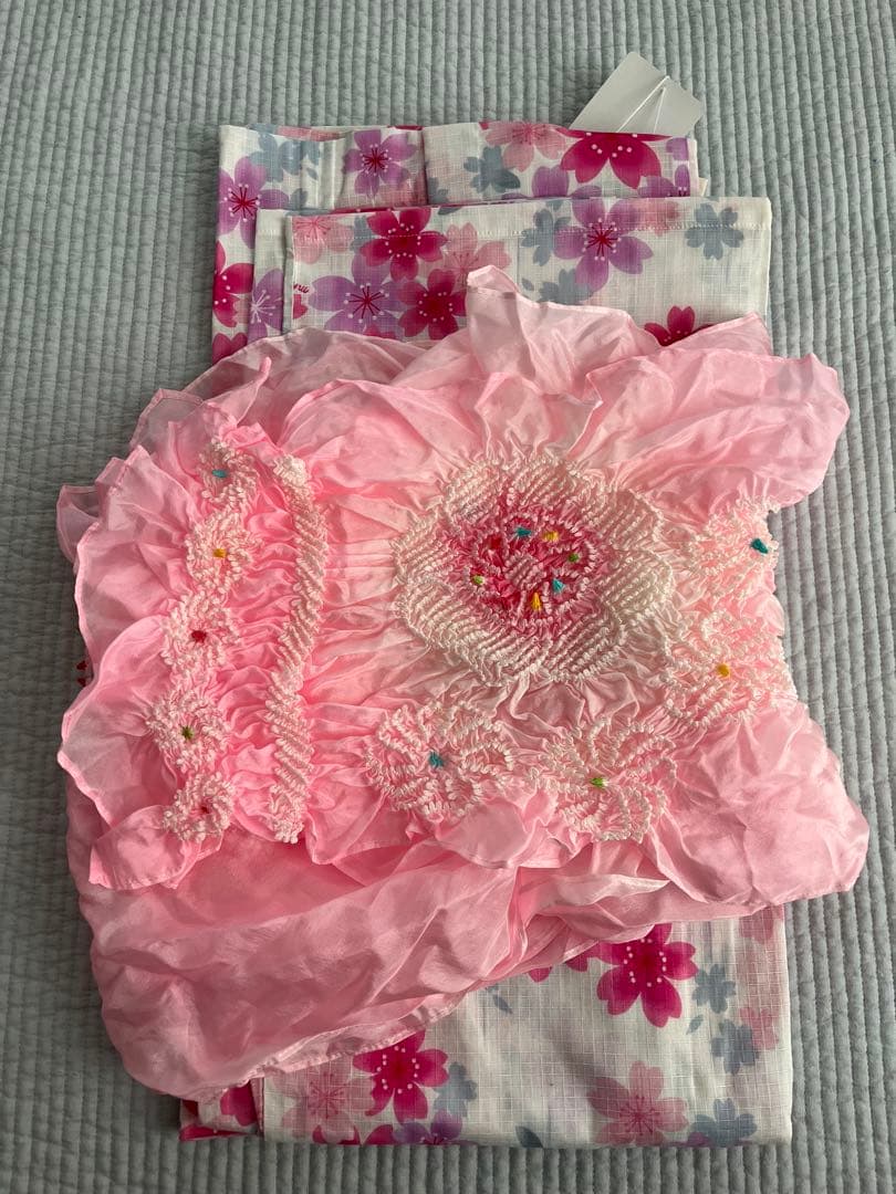 新品ミキハウス浴衣130＋ピンク帯