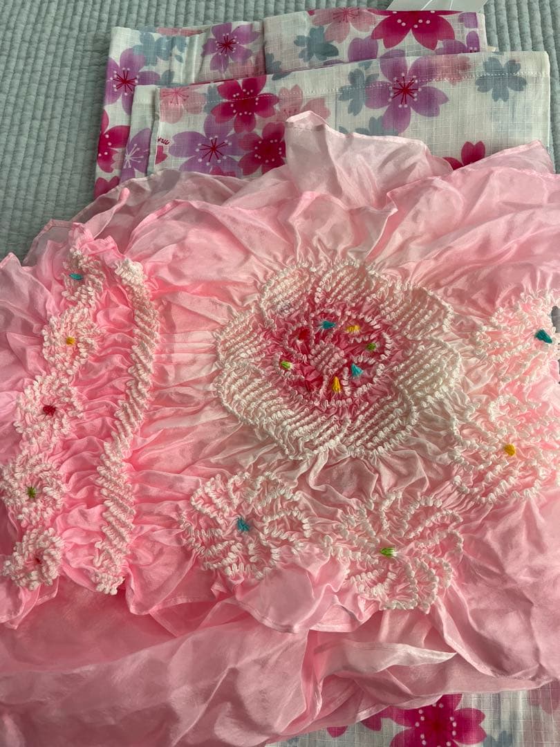 新品ミキハウス浴衣130＋ピンク帯