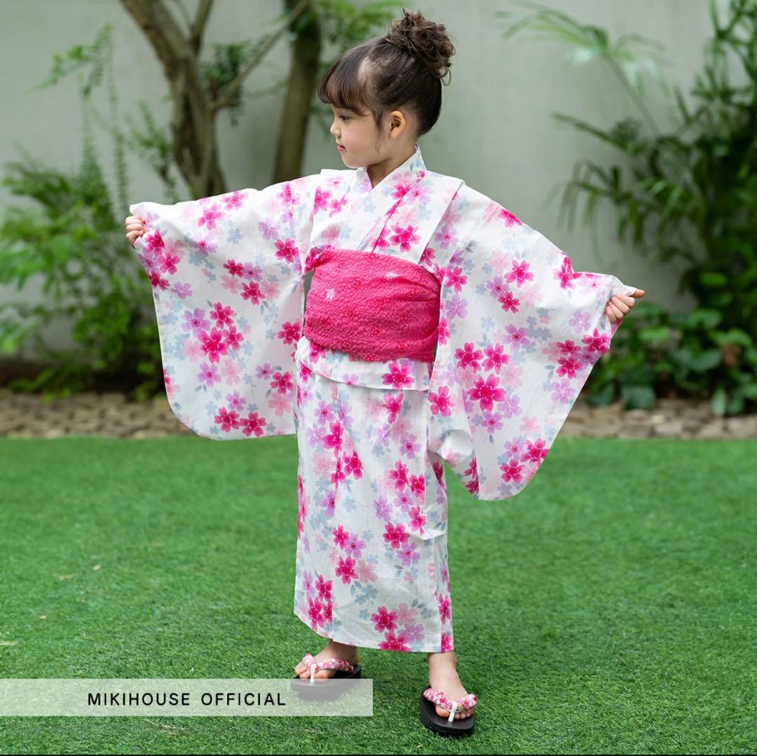 新品ミキハウス浴衣130＋ピンク帯