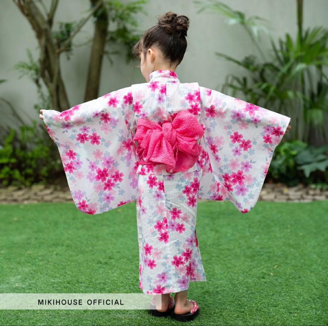 新品ミキハウス浴衣130＋ピンク帯