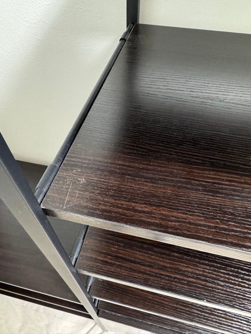 シェルフ付きワードローブ　棚・引き出し付き　ダークブラウン