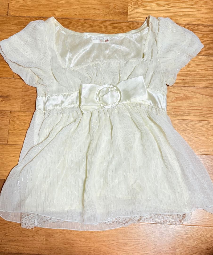 Liz Lisa アイボリー ブラウス ウエストリボン付き