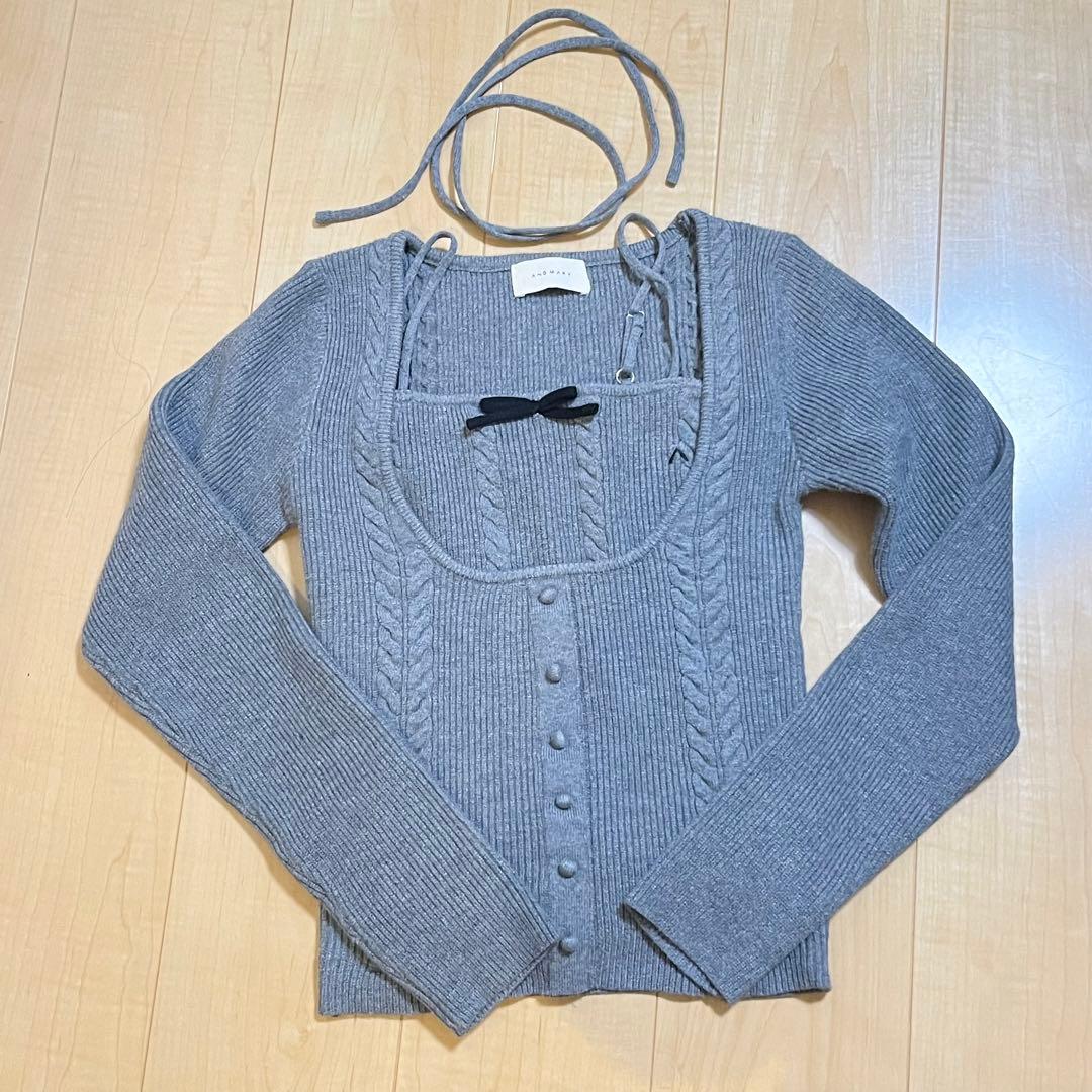 andmary　アンドマリー Sharon ribbon tops　gray