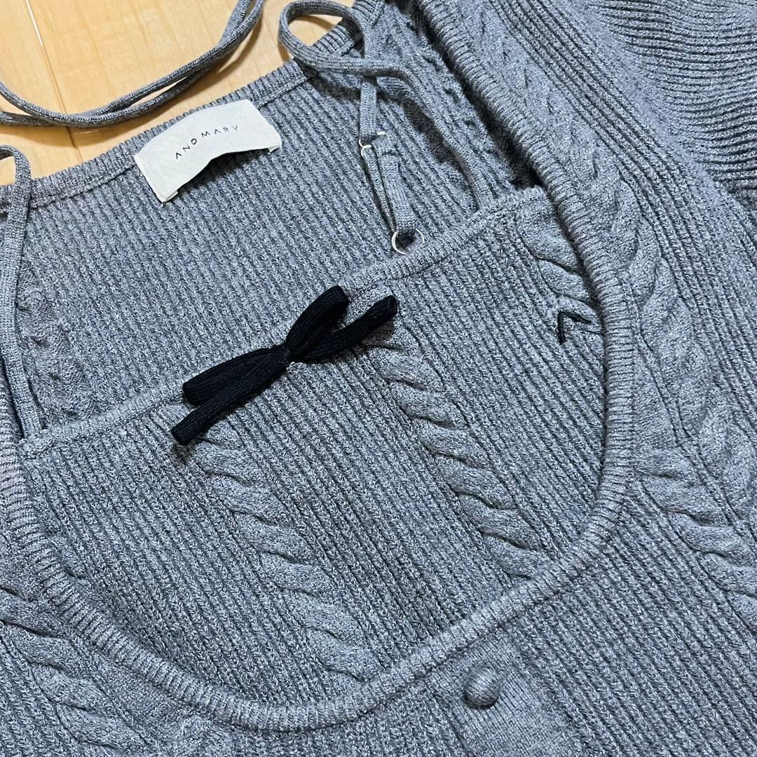 andmary　アンドマリー Sharon ribbon tops　gray