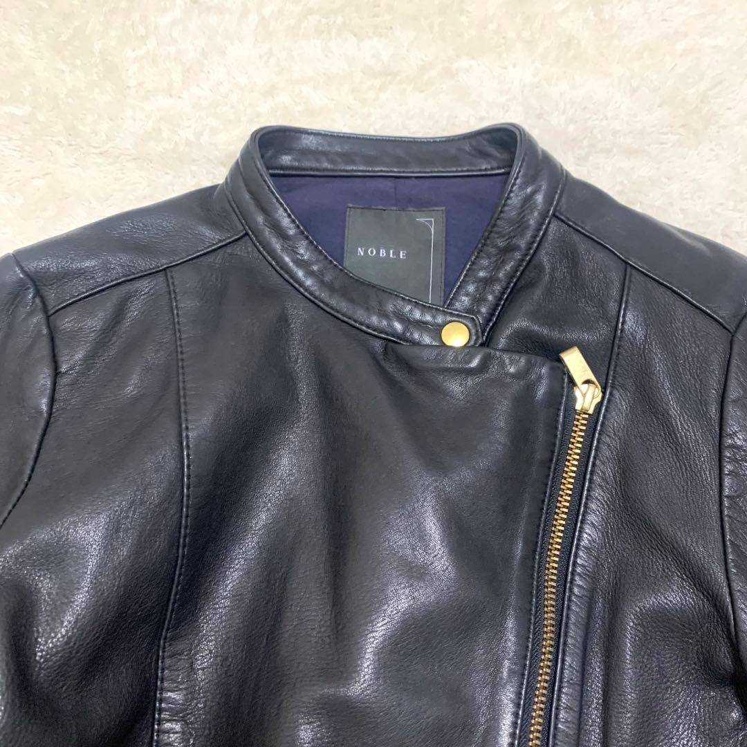 もも様NOBLE ノーブル ライダースジャケット ラムレザー 本革 ゴールド金具