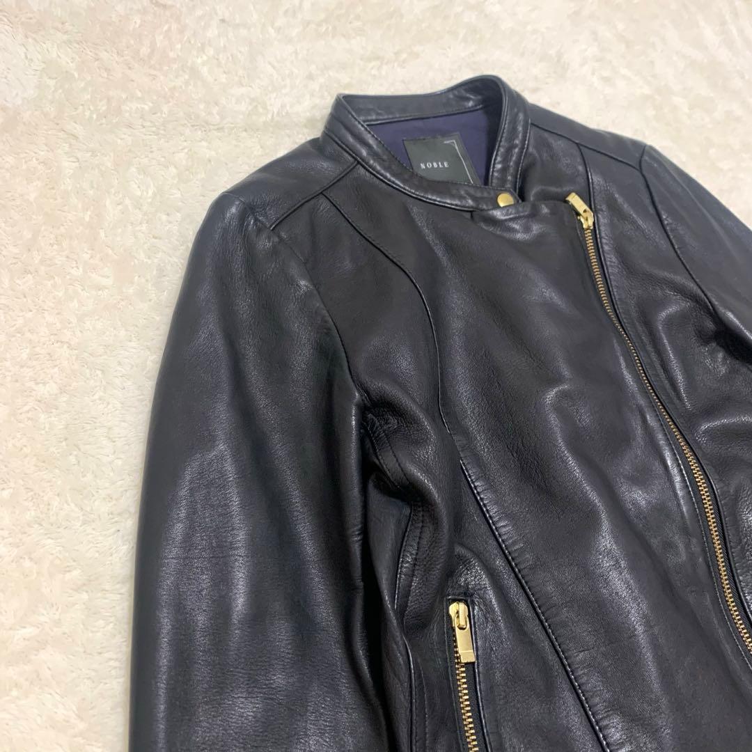 もも様NOBLE ノーブル ライダースジャケット ラムレザー 本革 ゴールド金具
