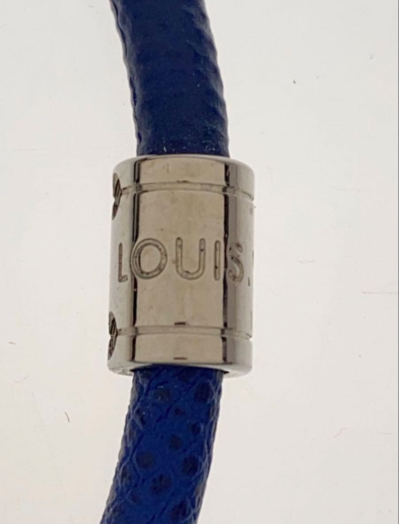 LOUIS VUITTON 青 レザーブレスレット・ネオスプリット