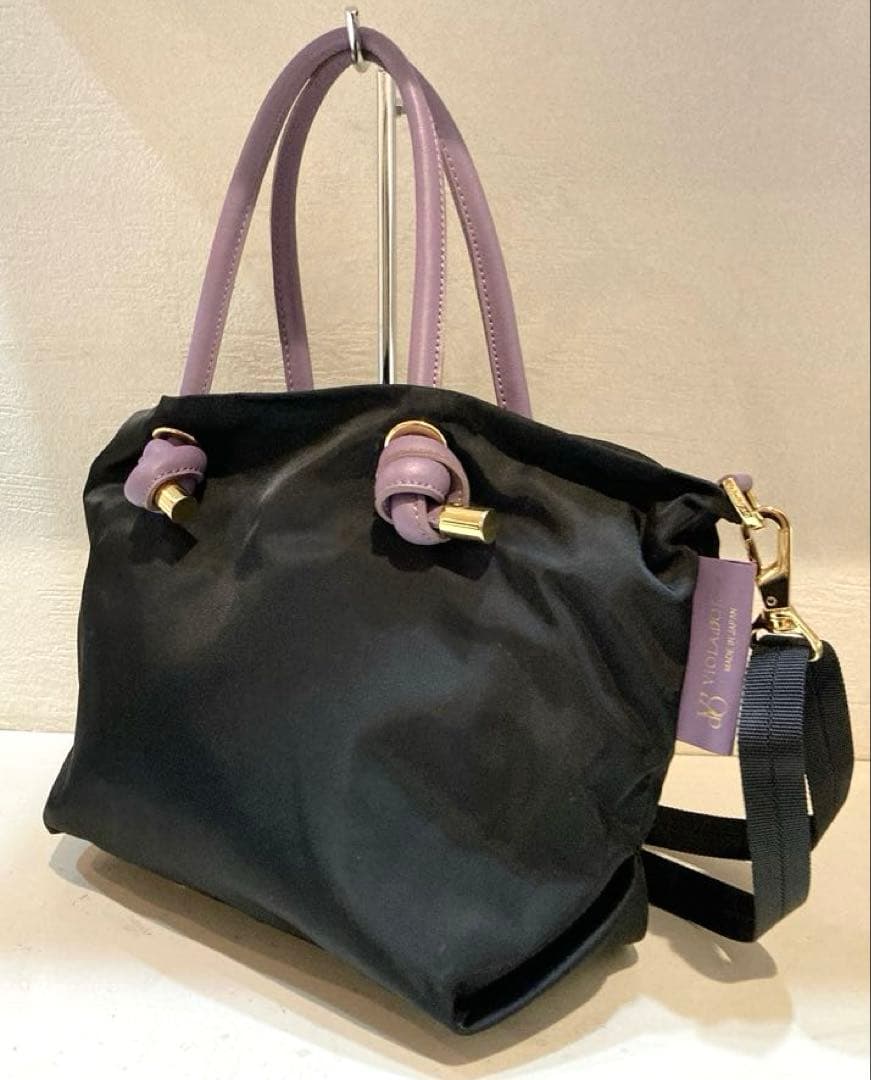 【美品】VIOLAd’ORO BIANCA トートバッグ S 2WAY 黒