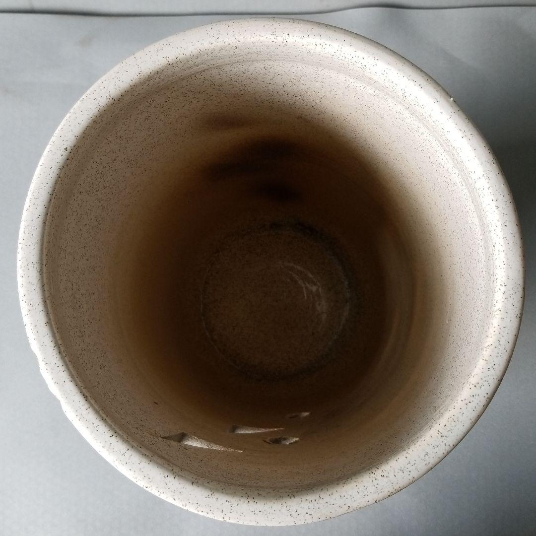 信楽焼 傘立て 白カスミ斜彫 高さ４１cm