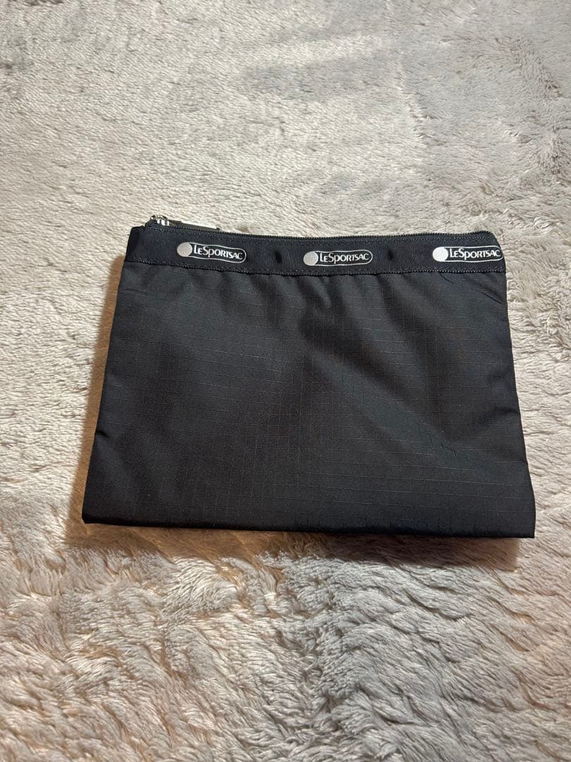 新品 ・軽量・大容量無地レスポートサック 黒 ボストンバッグ ショルダー付き