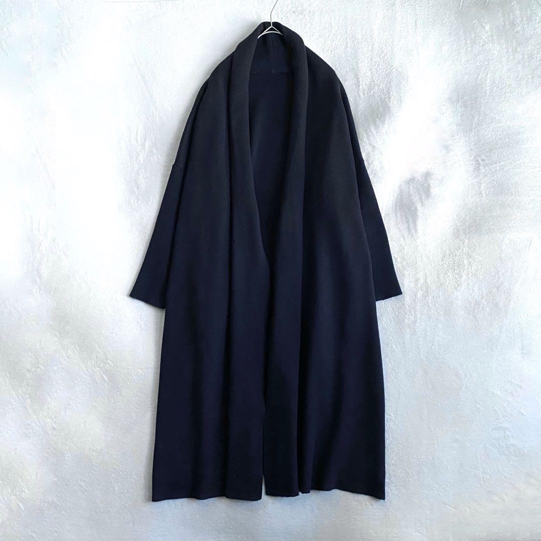 【美品✨】Deuxieme Classe スムースニットガウンコート　ネイビー