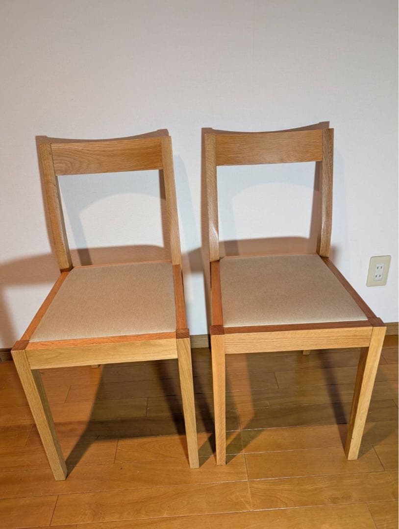 ■送料込■無印良品 オーク材 ダイニングチェア 綿平織 椅子 イス 廃盤品