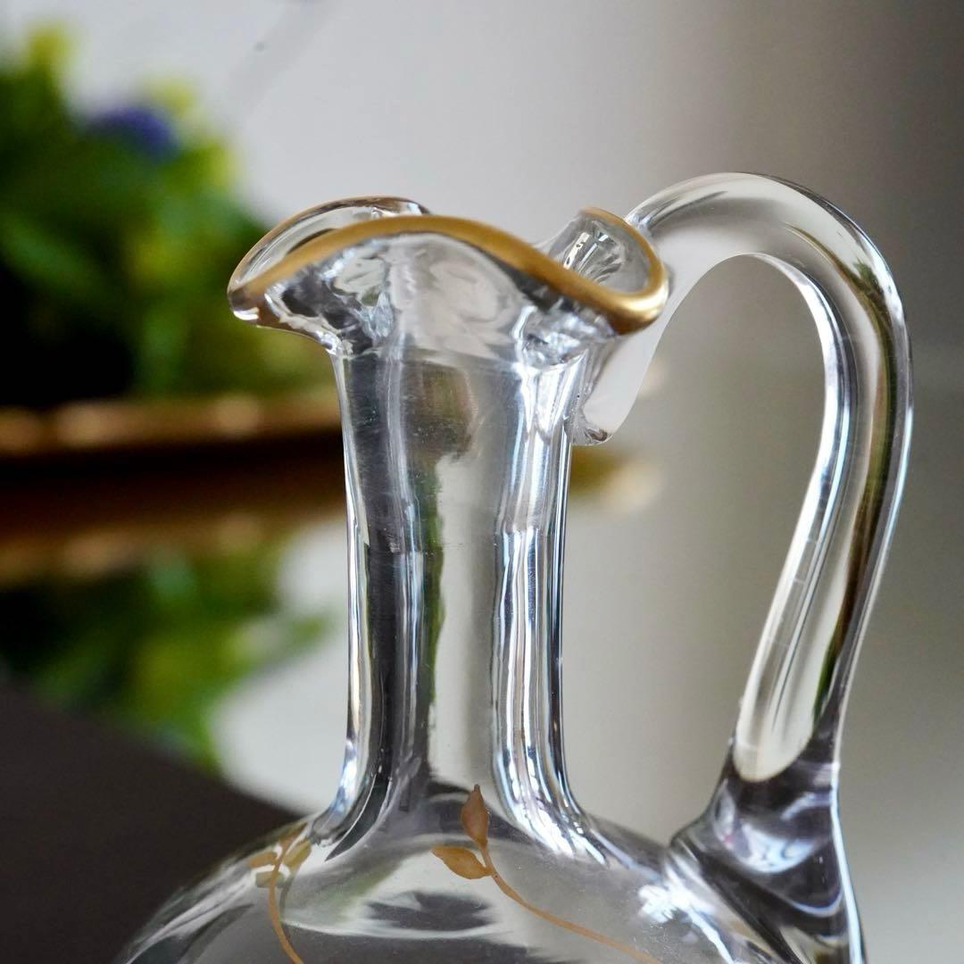 24金＆エナメル彩★オールドバカラ★ジャポニズム★取っ手付きデカンタ★希少サイズ