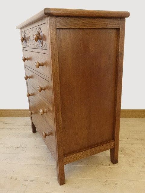 勇峰工芸（新）　雅　花柄チェスト　ナラ材家具　北海道手作り家具