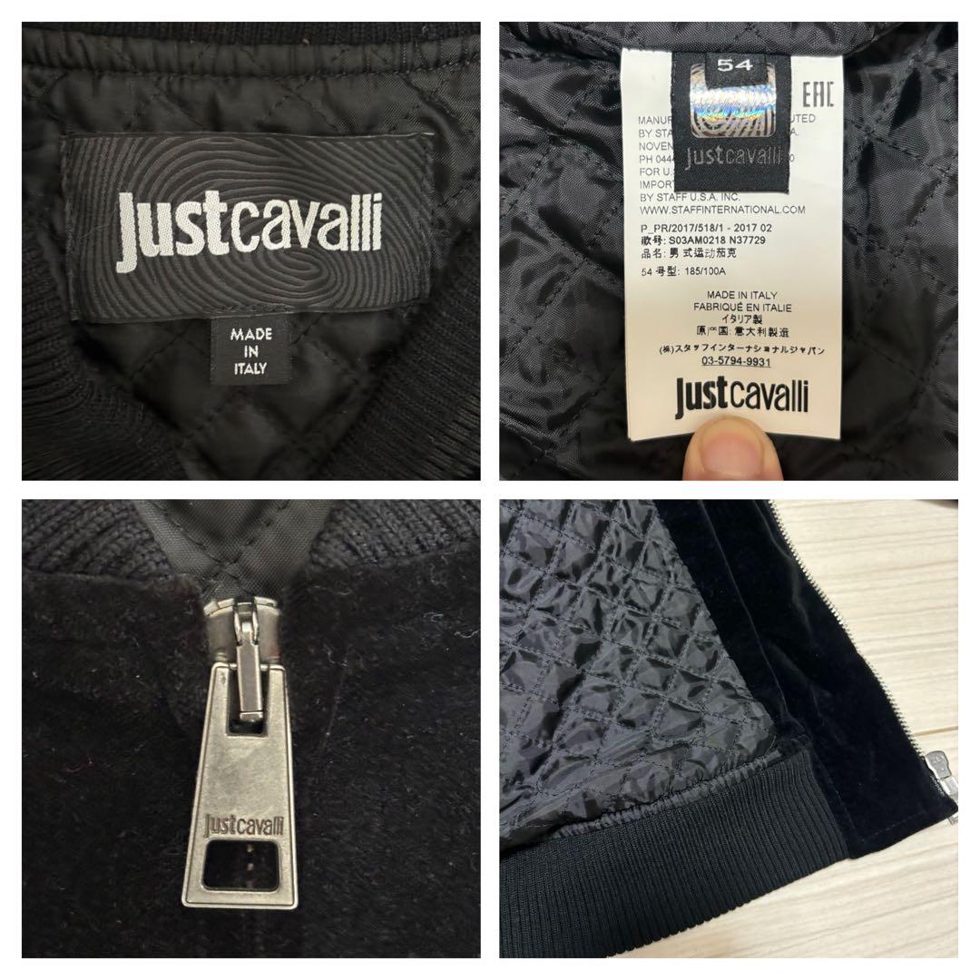 良品■Just Cavalli■ベロア ホース 刺繍スタッズ ボンバージャケット