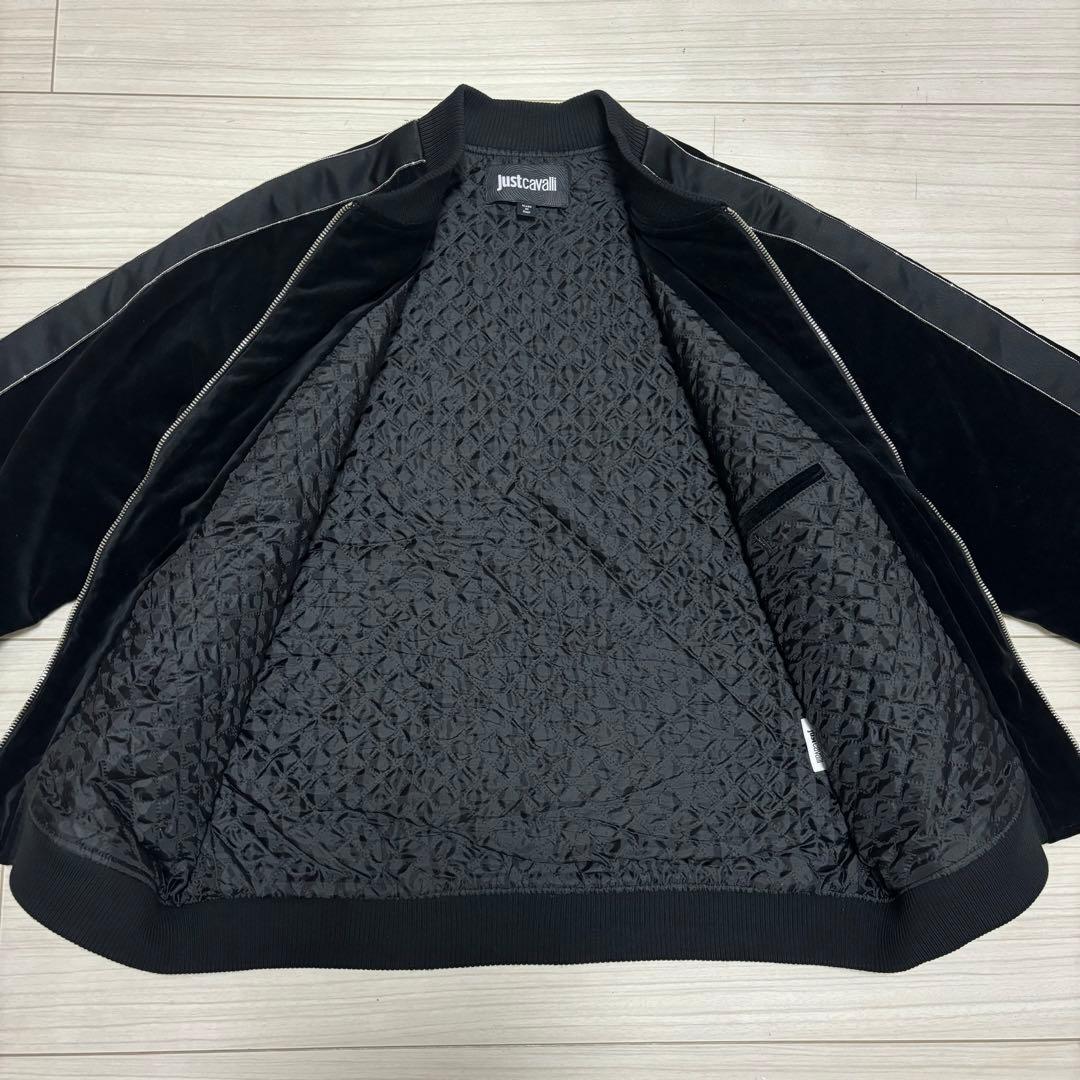 良品■Just Cavalli■ベロア ホース 刺繍スタッズ ボンバージャケット