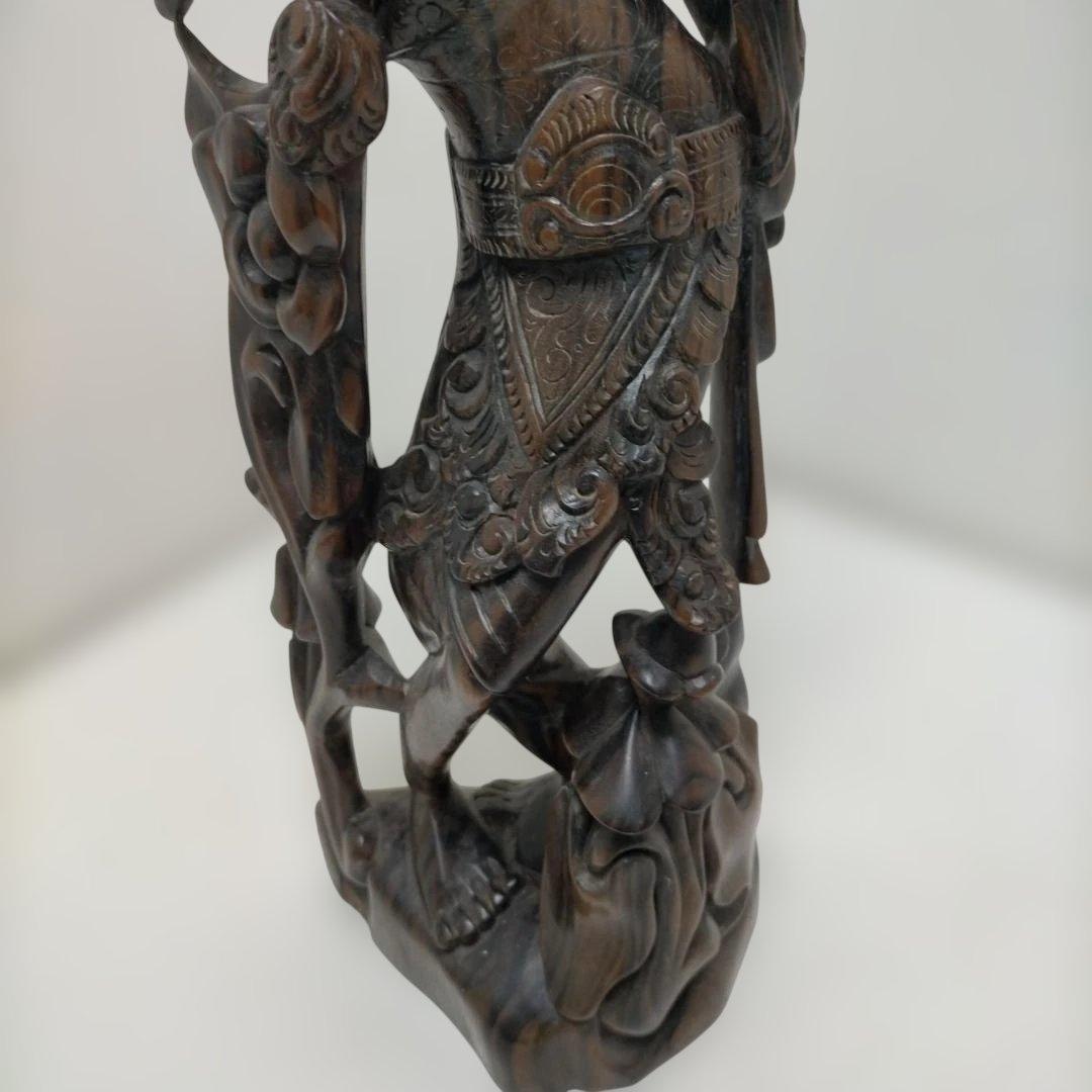 木彫り 女性像 天女風 置物 彫刻 オブジェ 中国美術 木製 260115-4T