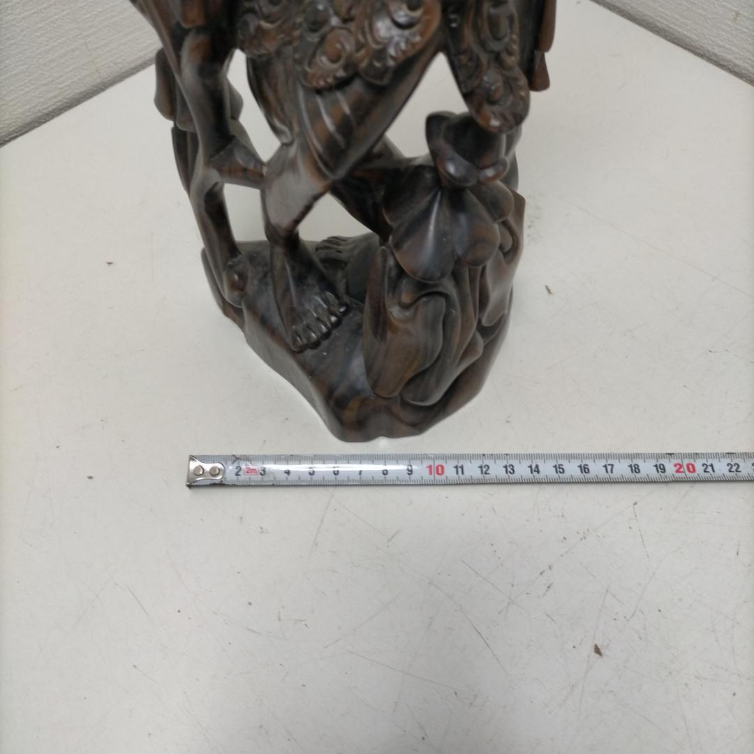 木彫り 女性像 天女風 置物 彫刻 オブジェ 中国美術 木製 260115-4T