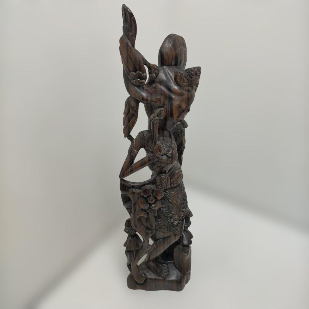 木彫り 女性像 天女風 置物 彫刻 オブジェ 中国美術 木製 260115-4T