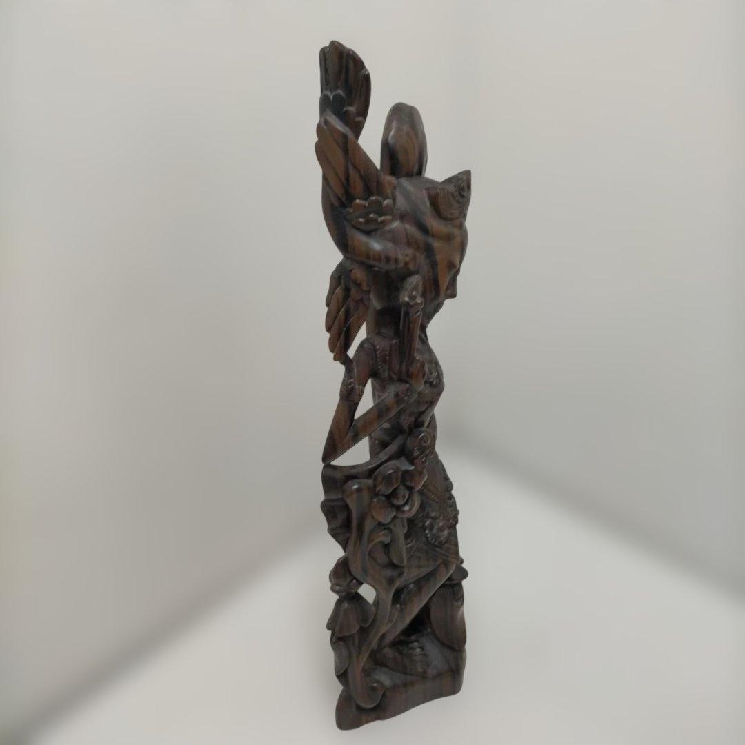 木彫り 女性像 天女風 置物 彫刻 オブジェ 中国美術 木製 260115-4T
