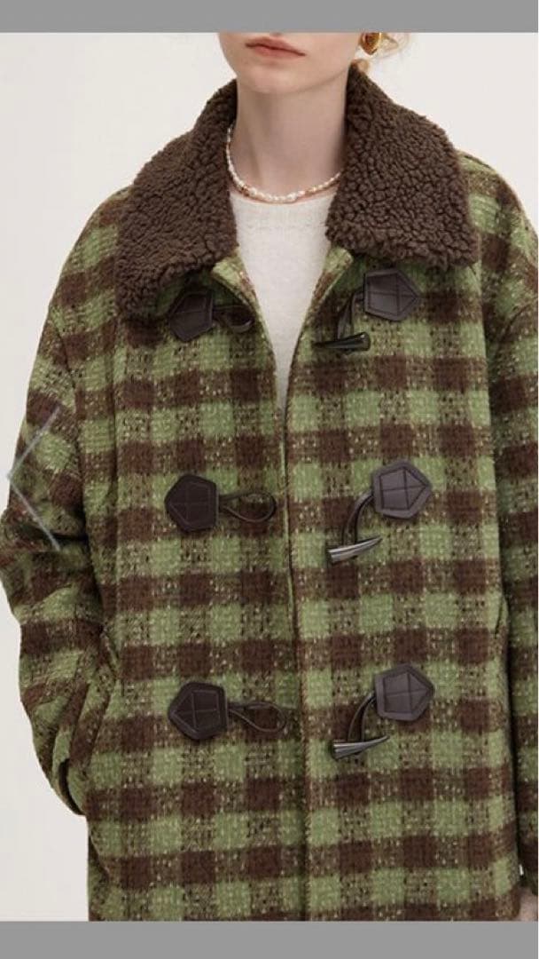 新品Fano Studiosブロックチェック ダッフルコート　Lサイズ